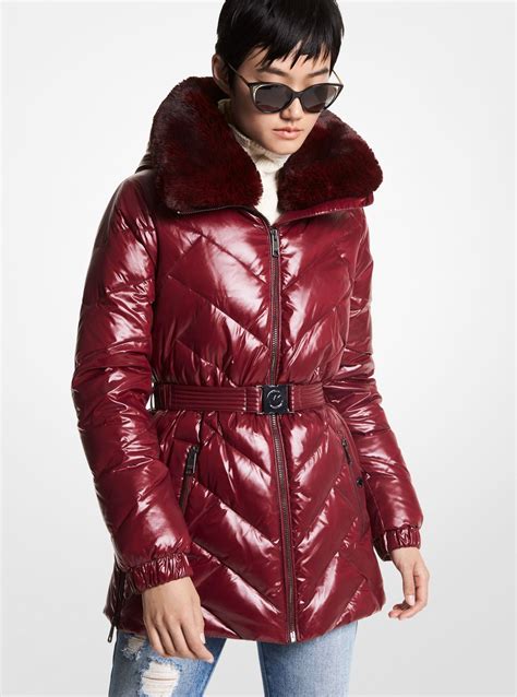 michael kors mens coat fur trim|Michael Kors padded coat women's.